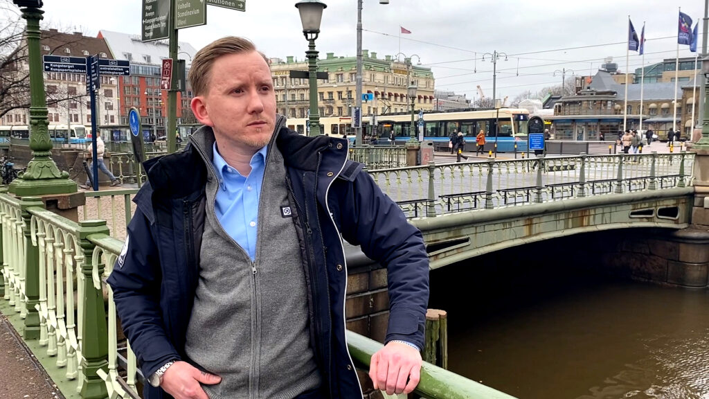 Föraren Petter Jonsson i Göteborgs innerstad